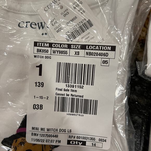 NWT J. Crew Girls' White W/Halloween Witch Pumpkin Dog Graphic Tee - Picture 4 of 9